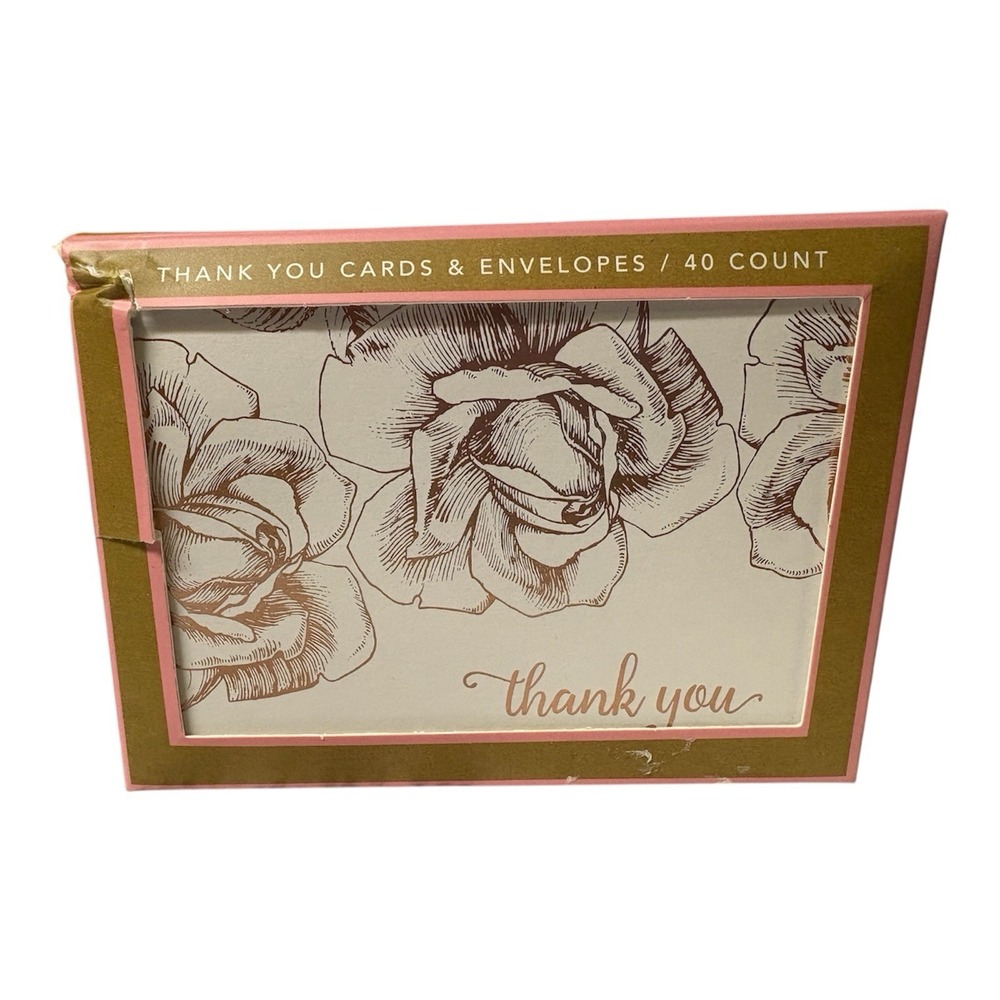 Mara Mi Value Pack Thank You Cards - 40 count - Rose Gold Foil‎ Floral